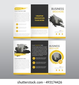 Yellow abstract business trifold Leaflet Brochure Flyer report template vector minimal flat design set, abstract three fold presentation layout  a4 size