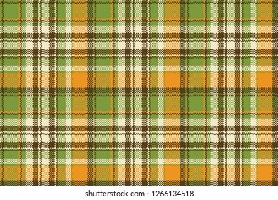 Yellow abstract check pixel plaid seamless pattern. Vector illustration.