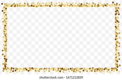 Yellow Abstract Confetti Design. Metallic Glitter Illustration. Gradient Polka Splash Template. Shiny Dot Frame. Gold Shine Texture.