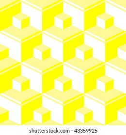 yellow abstract cubes, seamless art illustration