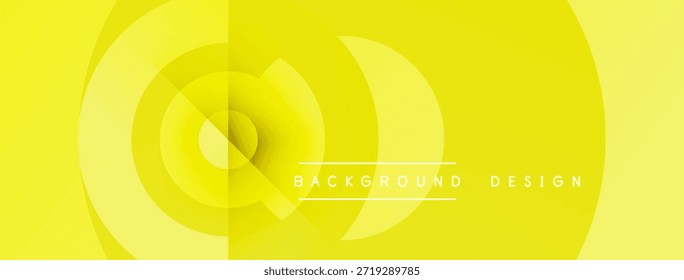 El diseño abstracto amarillo presenta círculos concéntricos. El efecto degradado crea profundidad, estética moderna. El texto lee el diseño de fondo. Composición simple y limpia.