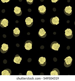 Yellow abstract flowers. Seamless pattern. Vector watercolor background.