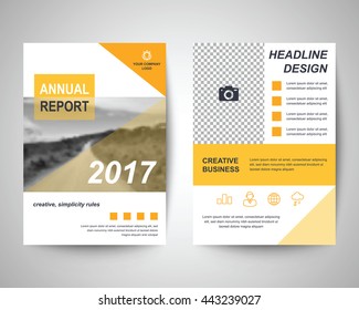 yellow abstract flyer layout template, brochure background, leaflet with cover, vector design in a4 size for business annual report