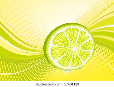 Yellow  abstract fruit background: composition of dots and curved lines - great for backgrounds, or layering over other images