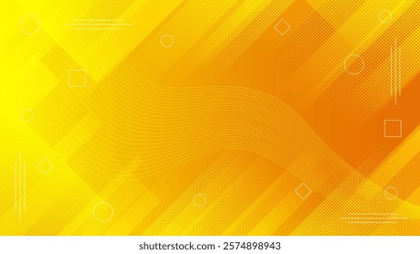Yellow abstract geometric background with wave. yellow starburst with halftone. modern abstract background 