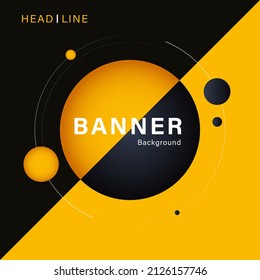 Yellow abstract geometric various circles 3d abstract shapes yellow black color background with overlap layer.