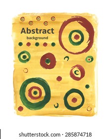 Yellow abstract gouache background isolated with circles and text space