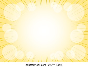 Ilustración abstracta amarilla. Líneas de concentración y luz circular brillante. Ilustración vectorial.