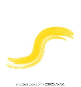 Trazo De Cepillo De Tinta De Color Amarillo Abstracto. Estilo Grunge De Textura De Tinta Amarilla. Resumen Elemento de diseño de pincel de tinta