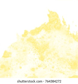 yellow abstract ink stain pattern with stains and splotches on white background, vector illustration