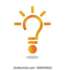 yellow abstract lamp and question mark logo. creative logo, idea concept, logo concept
