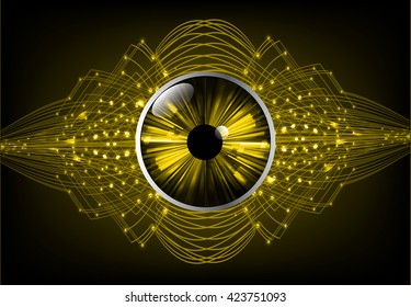 yellow abstract light hi speed internet technology background illustration, Background conceptual image of digital. eye scan virus computer. motion move graphic, vector