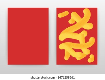 Yellow abstract lines on red background design for annual report, brochure, flyer, leaflet, poster. Yellow lines on red background. Abstract A4 brochure template. Vector illustration.