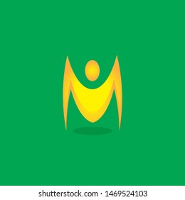 yellow abstract logo with a green background