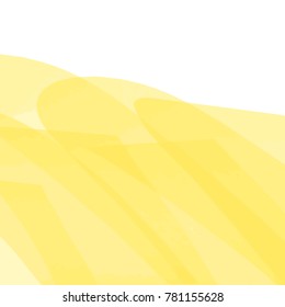 yellow abstract marker pattern with wide curved diagonal overlapping strokes on white background, vector illustration