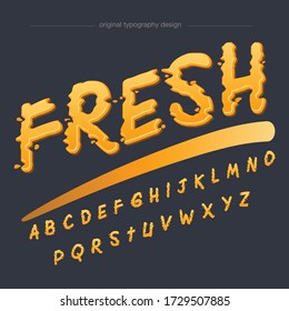 Yellow Abstract Movement Fresh Motion Dripping Droplets Typography Artistic Font Design