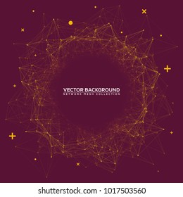 Yellow Abstract Network Mesh with Your Text - Purple Vector Background