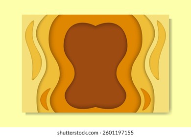 yellow abstract paper cut with hole cut layer composition for background template
