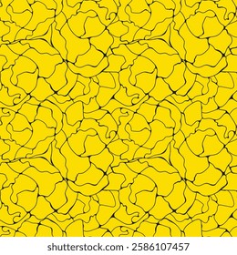 Yellow abstract pattern, black line on yellow bright background,