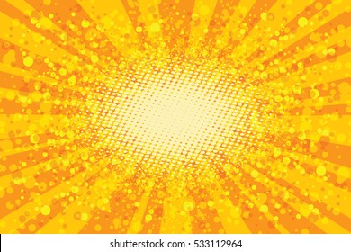 Yellow abstract pop art background, retro rays