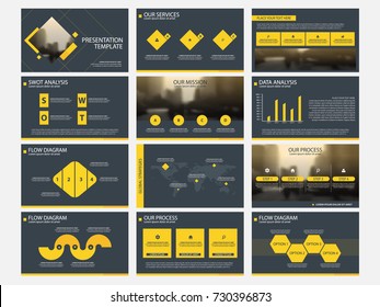 Yellow Abstract presentation templates, Infographic elements template flat design set for annual report brochure flyer leaflet marketing advertising banner template
