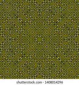 Yellow abstract seamless curved triangle mosaic kaleidoscope wallpaper pattern - symmetrical vector background design