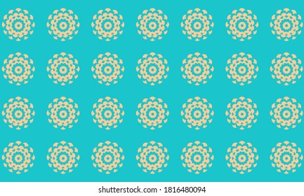 gelbes abstraktes, nahtloses Muster mit blauem Hintergrund