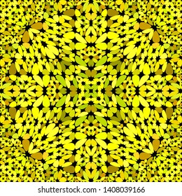 Yellow abstract seamless petal ornate pattern background - ethnic vector graphic