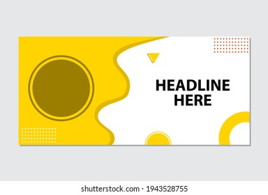 yellow abstract shape horizontal banner design .design for template and business