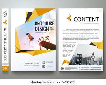 Yellow abstract shape on poster. Brochure design template vector. Summer on a4 flyers layout background . Cover book portfolio presentation report business magazine.