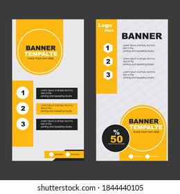 Yellow Abstract Shapes Modern Exhibition Advertising Trend Business Roll Up Banner Stand flat design template creative concept.