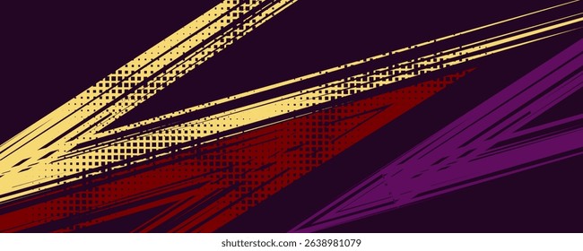 yellow abstract sports background with grunge texture, brush stroke and halftone effect