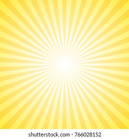 Yellow abstract sun burst background - gradient sunlight vector graphic design from radial stripes