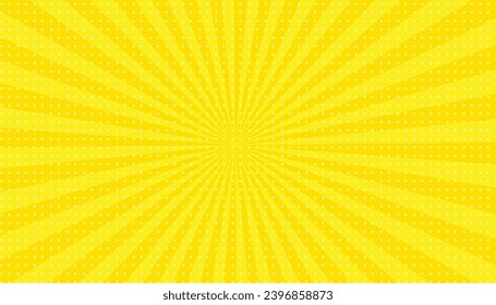 Patrón de Sunburst abstracto amarillo. El fondo de los rayos de sol brillantes. Comics, ilustración de fondo amarillo