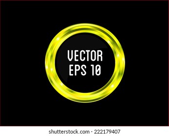 Yellow abstract technology button with metal texture - For web user interfaces and applications.