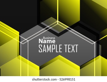 Yellow abstract template for card or banner. Metal Background with waves and reflections. Business background, silver, illustration. Illustration of abstract background with a metallic element