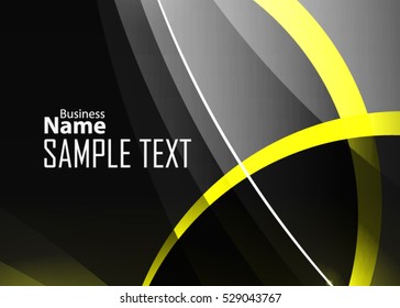 Yellow abstract template for card or banner. Metal Background with waves and reflections. Business background, silver, illustration. Illustration of abstract background with a metallic element