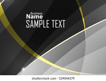 Yellow abstract template for card or banner. Metal Background with waves and reflections. Business background, silver, illustration. Illustration of abstract background with a metallic element