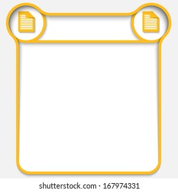 yellow abstract text box with two note icons