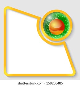 yellow abstract text frame for any text with a Christmas ball