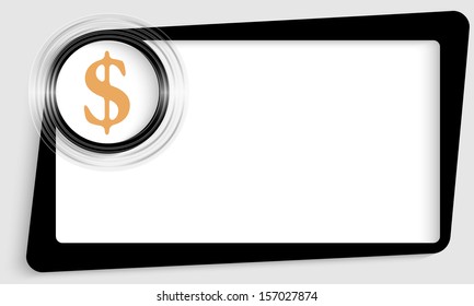 yellow abstract text frame and transparent circle with dollar sign