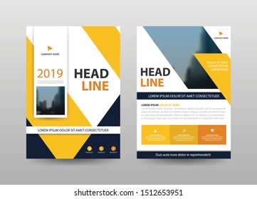 Yellow abstract triangle annual report Brochure design template vector. Business Flyers infographic magazine poster.Abstract layout template ,Book Cover presentation portfolio.