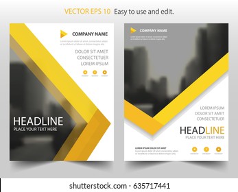 Yellow abstract triangle annual report Brochure design template vector. Business Flyers infographic magazine poster.Abstract layout template ,Book Cover presentation portfolio.