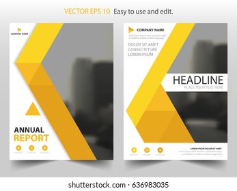 Yellow abstract triangle annual report Brochure design template vector. Business Flyers infographic magazine poster.Abstract layout template ,Book Cover presentation portfolio.