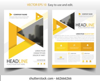 Yellow abstract triangle Brochure design template vector. Business Flyers infographic magazine poster.Abstract layout template ,Book Cover presentation portfolio.