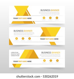 Yellow abstract triangle corporate business banner template, horizontal advertising business banner layout template flat design set , 