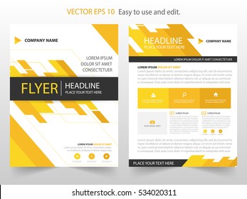 Yellow abstract Vector Brochure Flyer Leaflet annual report , book cover layout design, abstract business presentation template, a4 size 