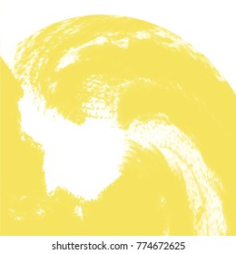 yellow abstract watercolor pattern with rough rounded brush strokes on white background, vector illustration