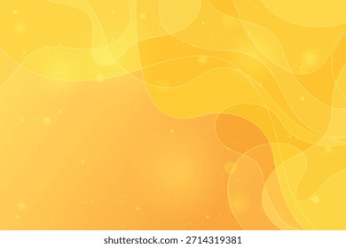 Plano de fundo Onda Abstrata Amarela com Texto de Forma Espacial. Banner amarelo suave com ondas de gradiente e efeitos de luz sutis para apresentações, cartaz, anúncios, gráficos de mídia social. 