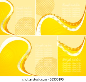 Yellow abstract wave halftone lines background